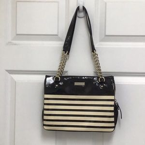 New Kate Spade Black and Cream Stripe Bag